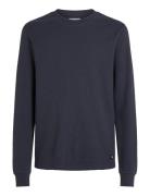 Woven Label Waffle Ls Tee Tops T-shirts Long-sleeved Navy Calvin Klein...