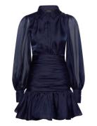 Milani Organza Shirt Dress Kort Kjole Navy Bardot