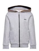 Hooded Cardigan Tops Sweat-shirts & Hoodies Hoodies Grey BOSS