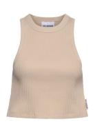 Cropped Racer Top Tops Crop Tops Sleeveless Crop Tops Beige HAN Kjøben...