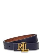 Logo Reversible Embossed Skinny Belt Belte Navy Lauren Ralph Lauren