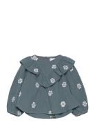 Ruffles Printed Blouse Tops Blouses & Tunics Green Mango