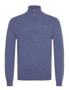 Extrafine Lambswool Half Zip Tops Knitwear Half Zip Jumpers Blue GANT