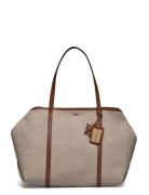 Canvas & Leather Large Emerie Tote Bags Totes Beige Lauren Ralph Laure...