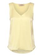 Mmastrid V-Neck Silk Tank Top Tops Blouses Sleeveless Yellow MOS MOSH