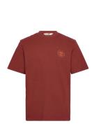 Washed Boot Lab Back Graphic Tee Tops T-shirts Short-sleeved Burgundy ...